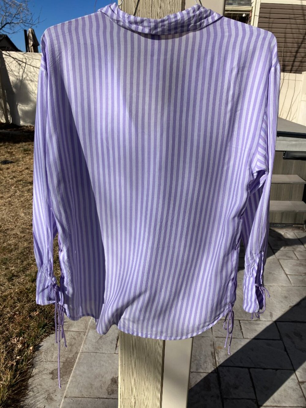 Savage x Fenty Sleep Shirt Dress Lavender Costal Stripe. Size Med - Picture 4 of 4